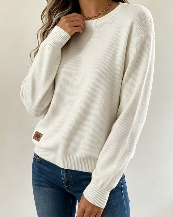 Pullover Col Rond Manches Longues Tricoté