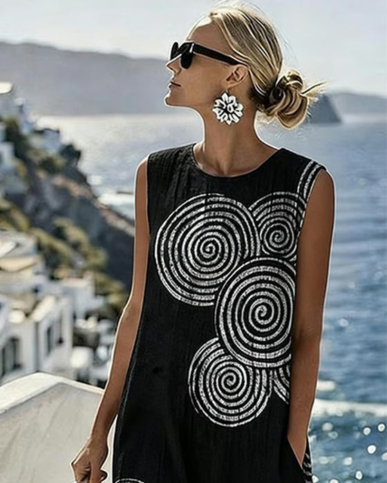 Robe Sans Manches Cercle Imprimé