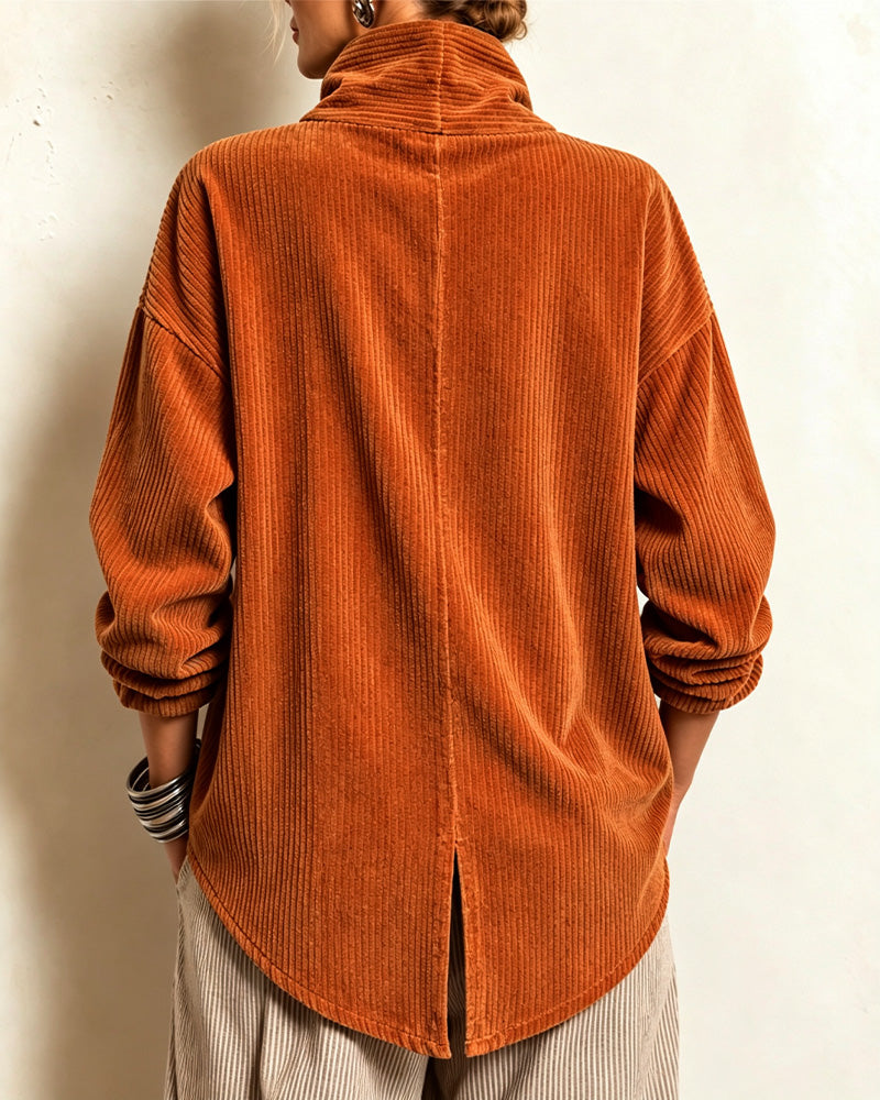 Manteau Col Roulé Bouton Lâche