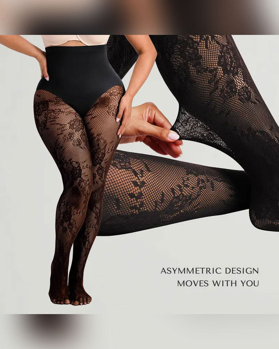Collant gainant taille haute pour femme avec dentelle florale