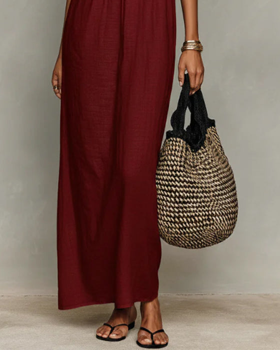 Robe Contraste De Couleur Droite Maxi