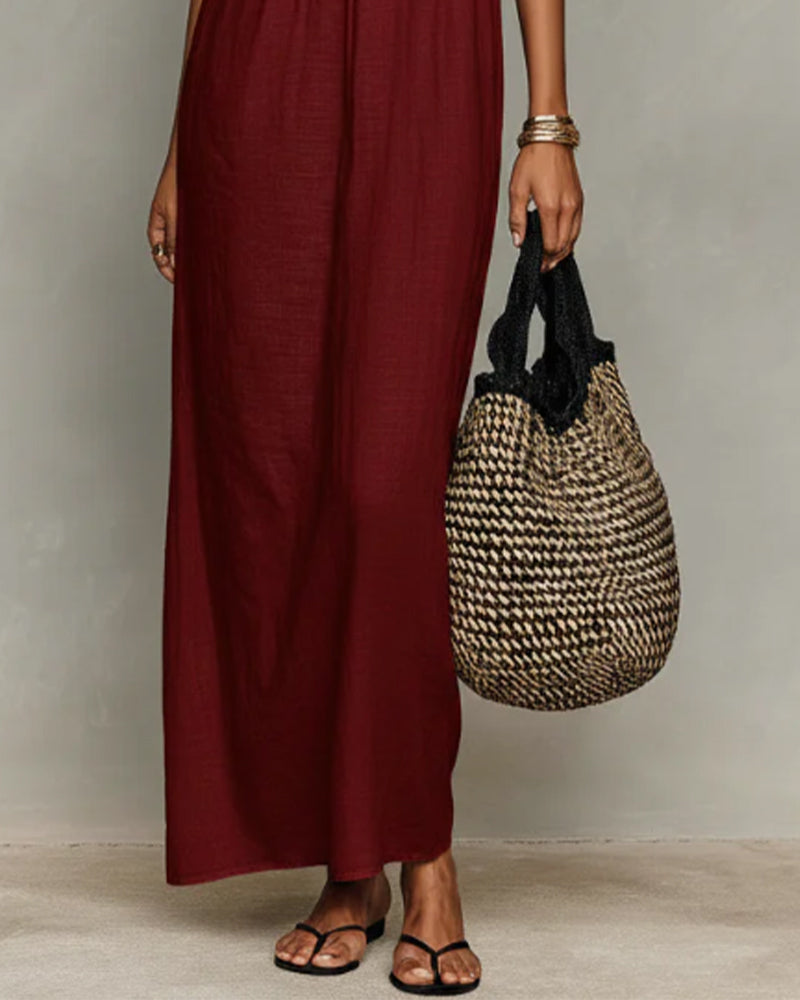Robe Contraste De Couleur Droite Maxi