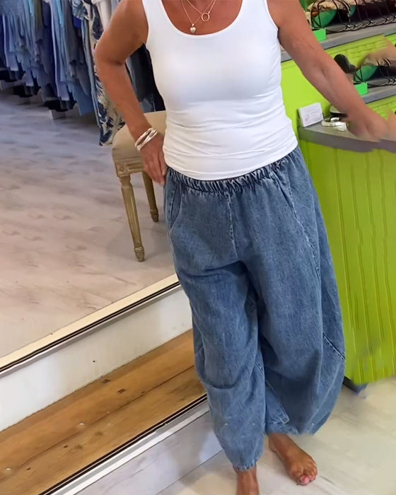 Jean Décontracté À Taille Élastique