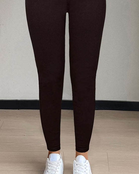 Pantalon Femmes Poche Unie Slim Décontracté