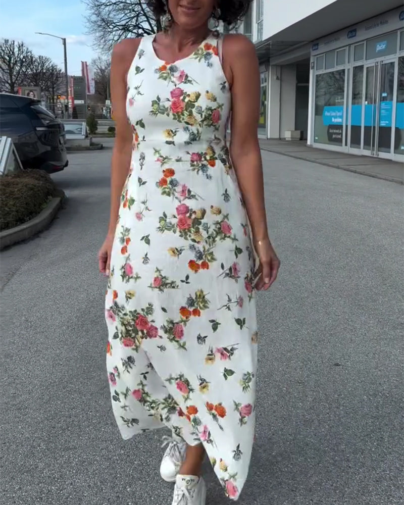 Robe Sans Manches Imprimée Décontractée