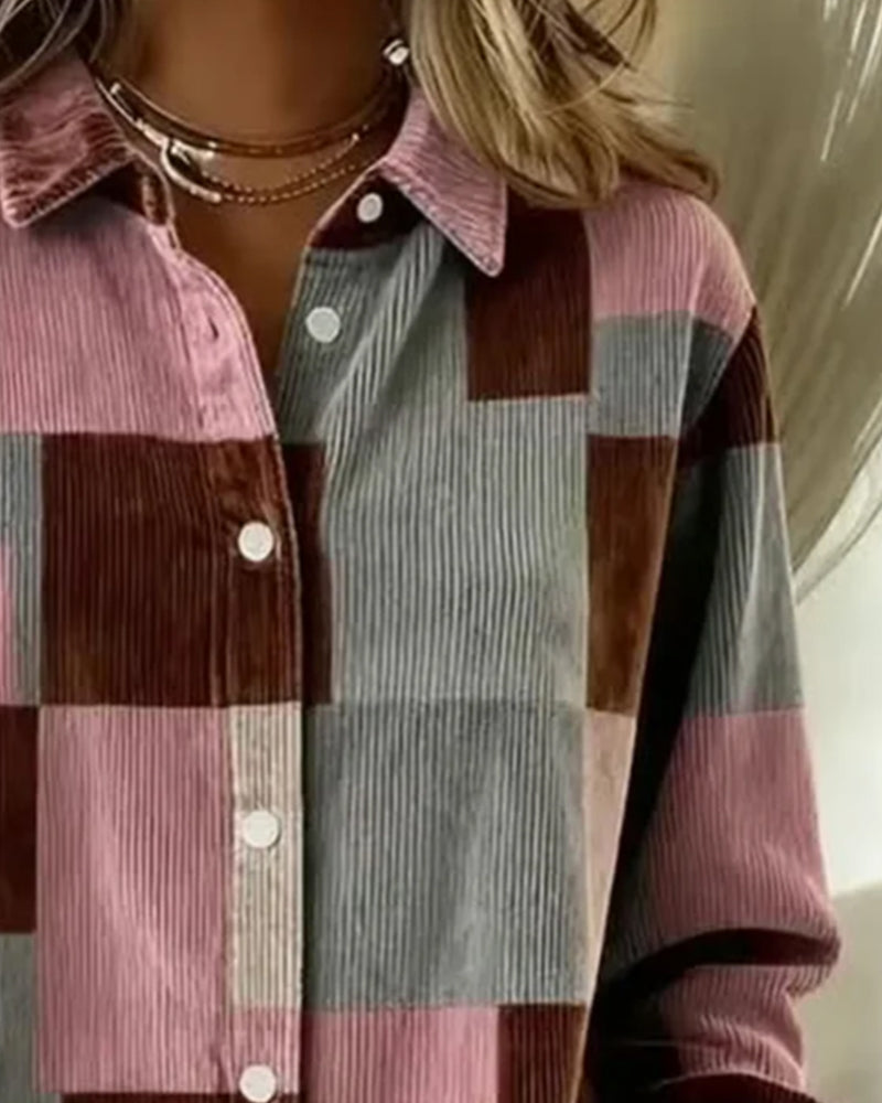 Chemise En Velours Côtelé À Revers Tendance