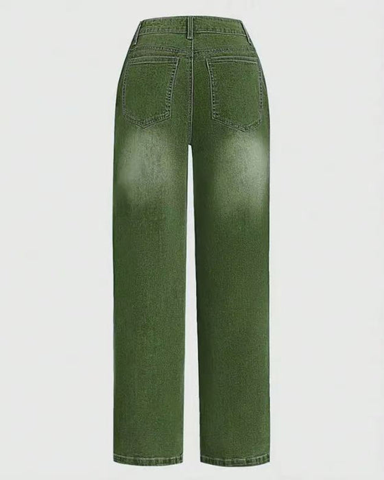 Jean Multi-Bouton Lavé Lâche