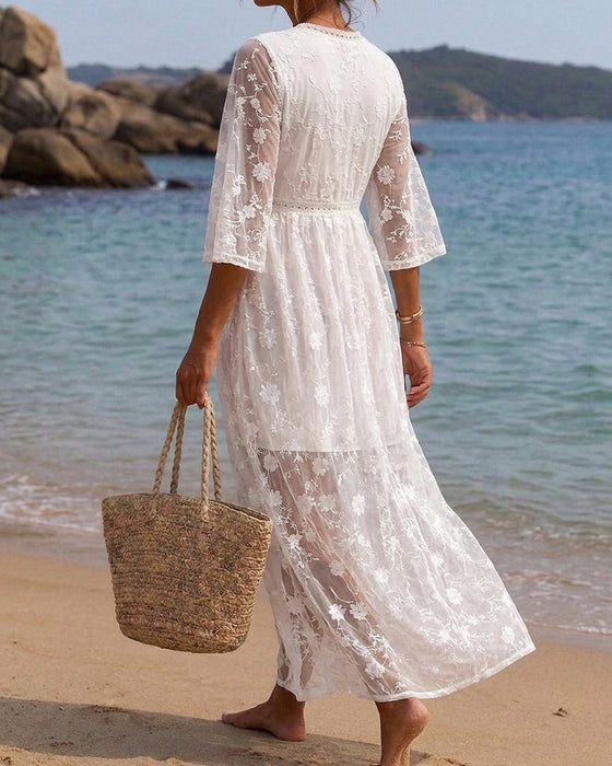 Robe Col V Taille Haute