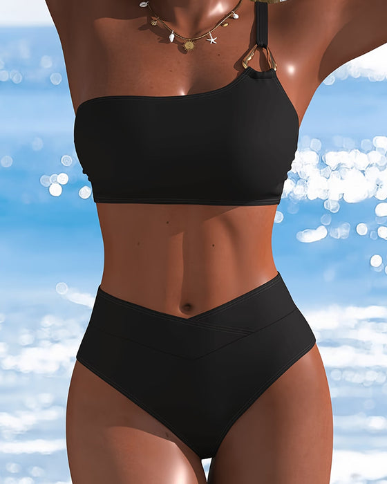 Bikini Asymétrique Anneau Métallique