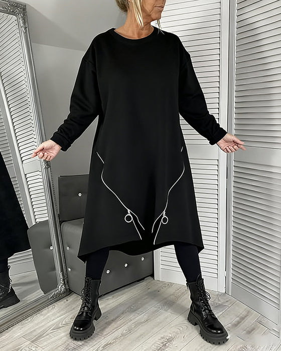Robe Ample Oversize À Fermeture Éclair