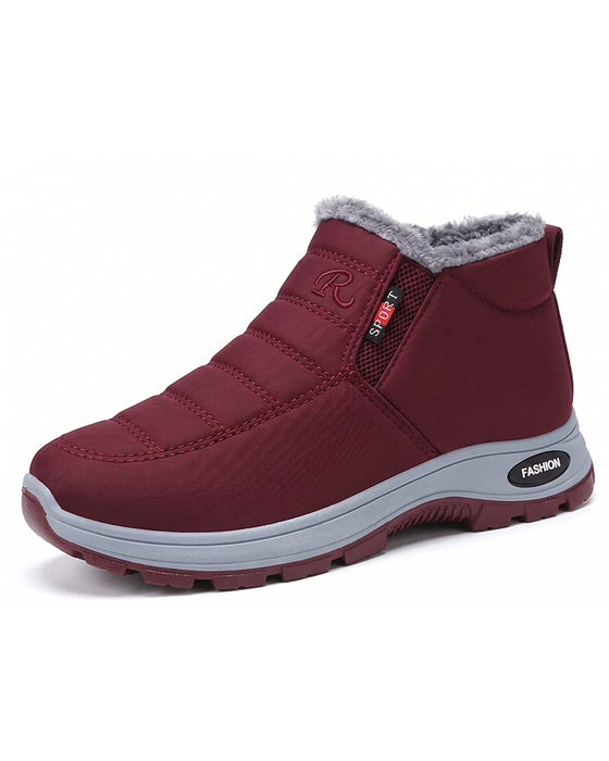 Bottes De Neige Hivernales Doublées Épaisses, Chaussures Décontractées Chaudes À Enfiler Pour Femmes Et Hommes