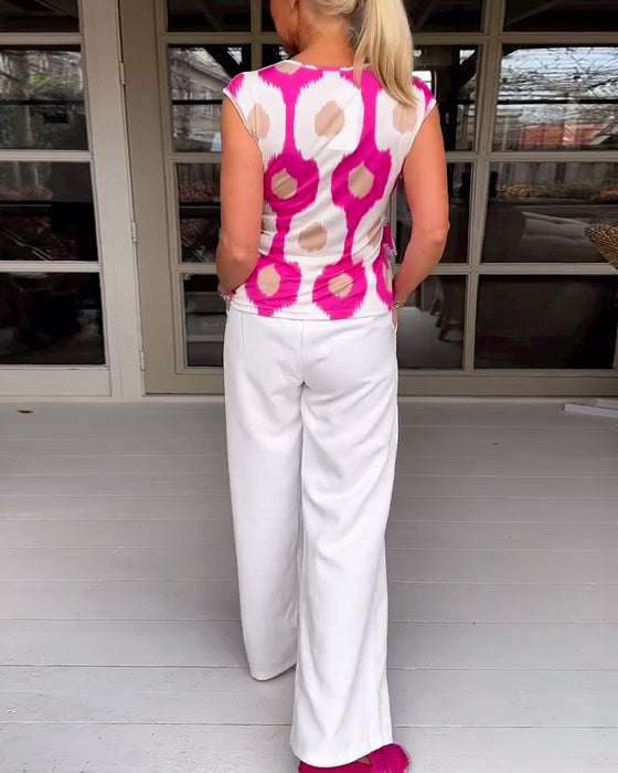 Débardeur torsadé plissé imprimé