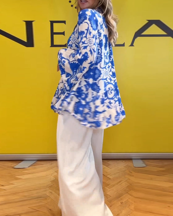 Chemisier imprimé frais à manches longues