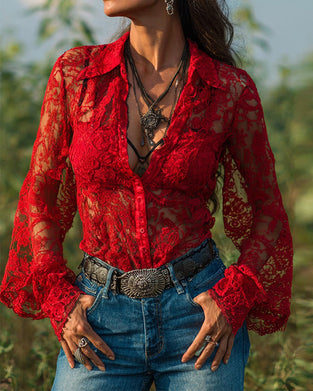 Chemise Unie À Col Et À Manches Longues