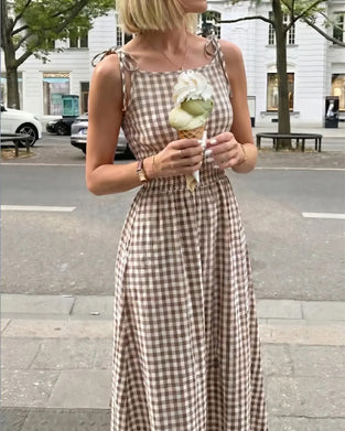 Robe Lacet Écossais Bretelle Ligne A
