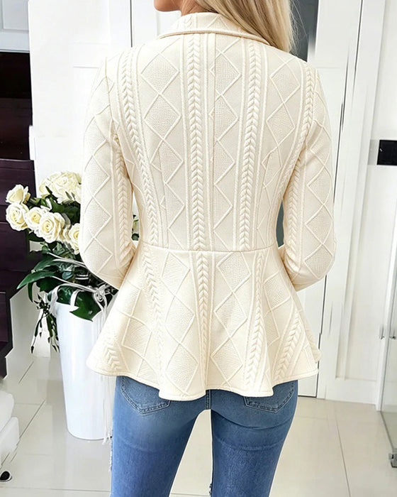 Veste Bouton Décontractée Unie