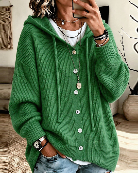 Manteau À Capuche Bouton Ample