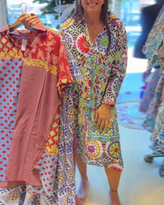 Robe Manches Longues Imprimé Bohémien