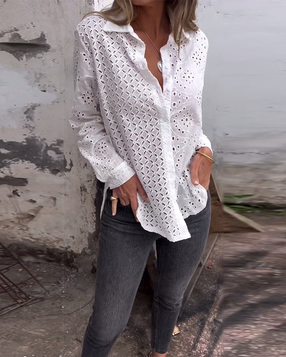 Chemise Manches Longues Revers Découpé