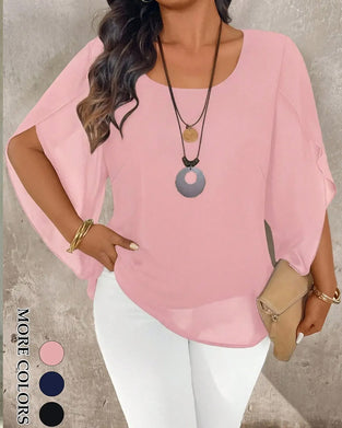Blouse Col Rond Irrégulière Unie