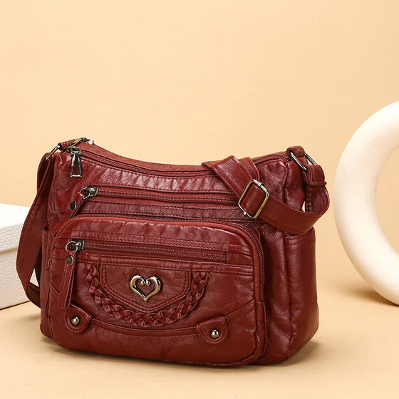 Femmes Doux PU Cuir Multi-Poche Sac Bandoulière