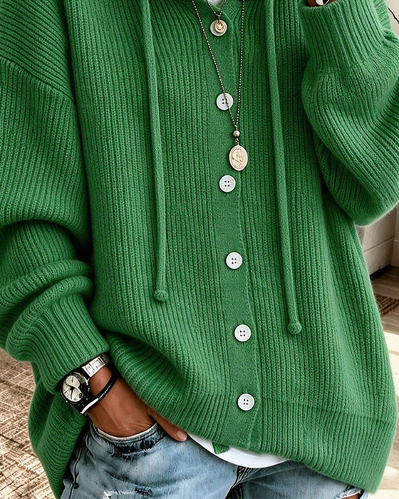 Manteau À Capuche Bouton Ample