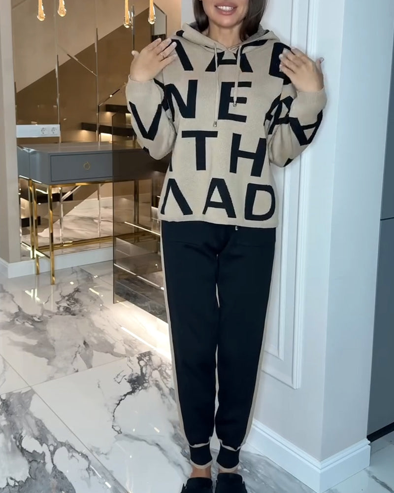 Ensemble Deux-Pièces À Capuche Et Imprimé Lettre