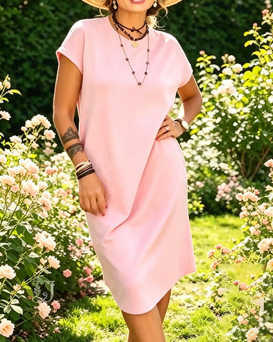 Robe Col Rond Manches Courtes T-Shirt