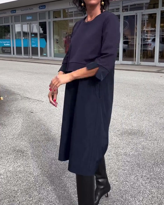 Robe Col Rond Patchwork Tendance