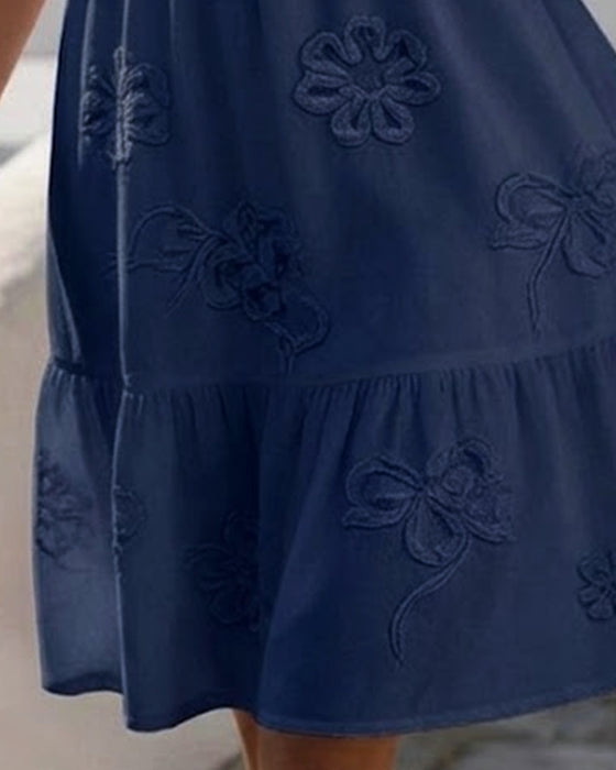 Robe Manche Bouffante Courte Floral