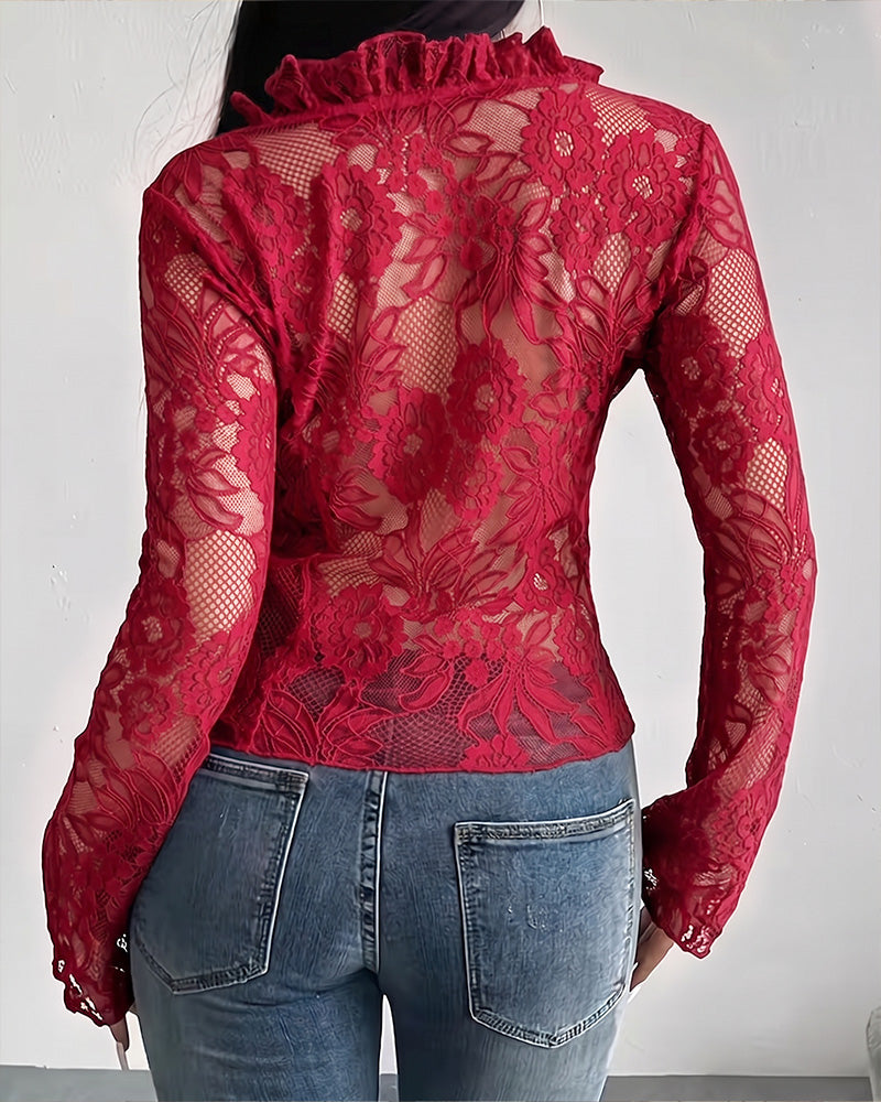 Blouse Col En V Attacher Dentelle