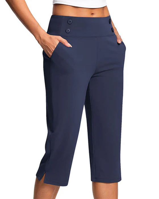 Pantalon Bouton Taille Cintrée Slim Décontracté