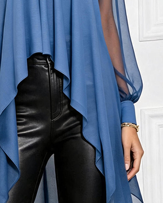Blouse Froncée Irrégulière Décontractée