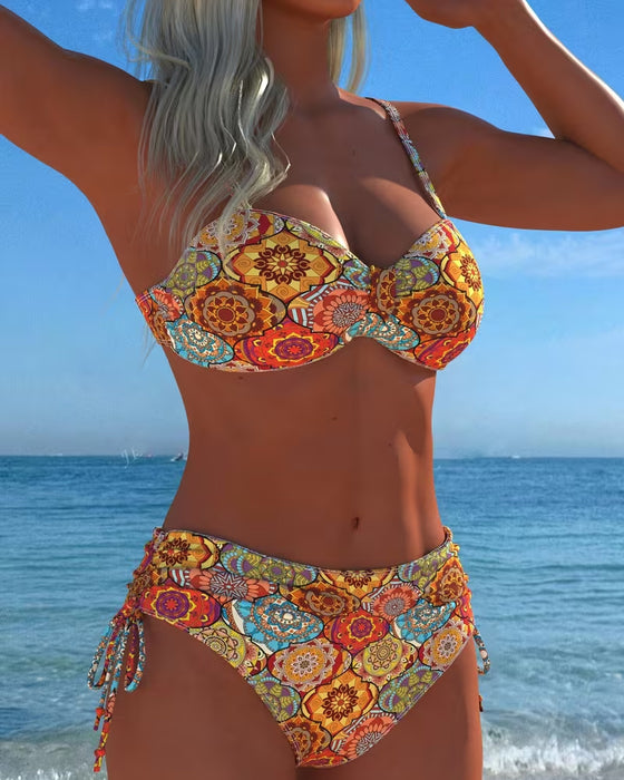 Bikini Lacé Anneau Imprimé