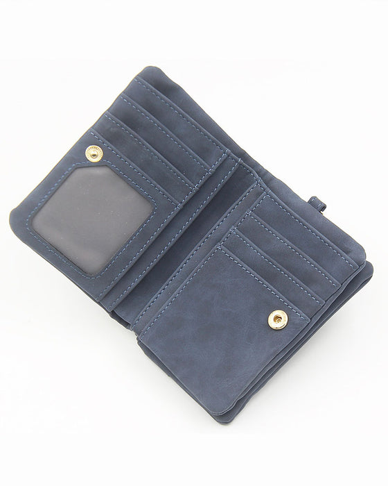Portefeuille Bifold À Fermeture Éclair Pour Femme Uni Court Porte-Cartes