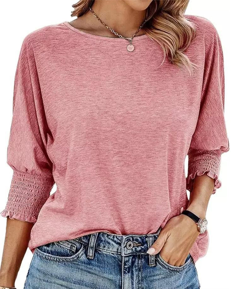 Tshirt Coupe Ample Col Rond Poignets Froncés