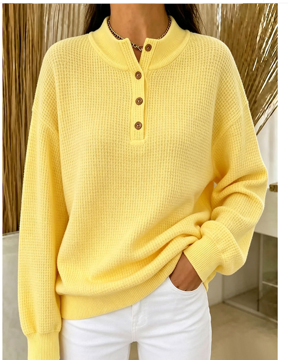 Blouse Col Haut Bouton Manches Longues