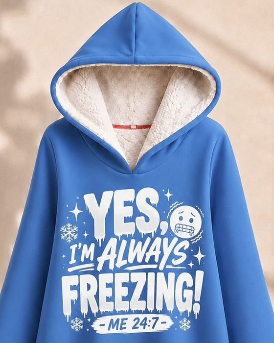Hoodie Doublé Polaire Imprimé Lettres Longue Ligne
