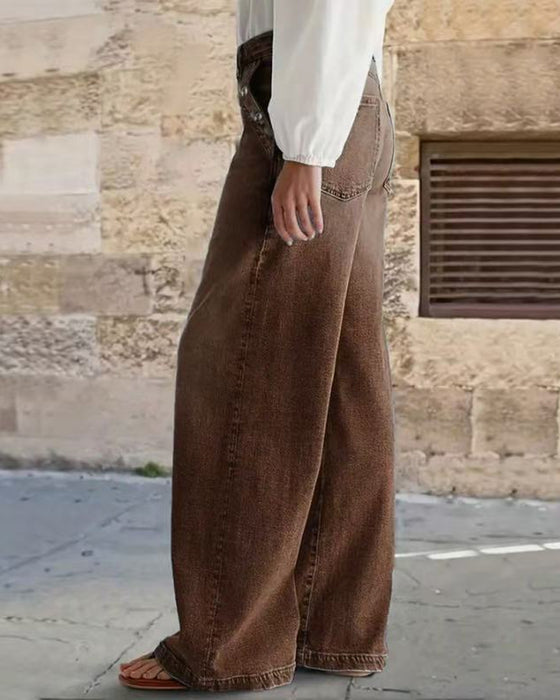 Jean Multi-Bouton Lavé Lâche