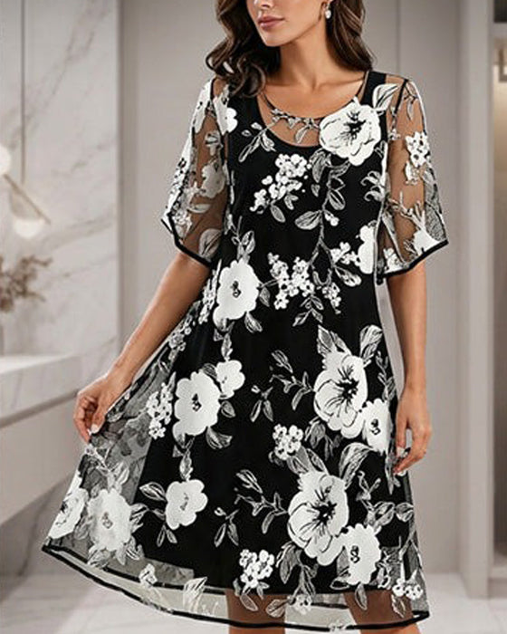Robe Col Rond Floral