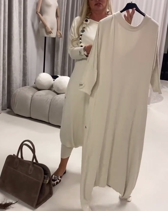 Combinaison Unie À Manches Longues Décontractée