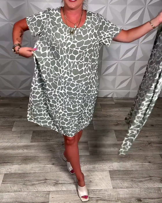 Robe décontractée imprimée col rond