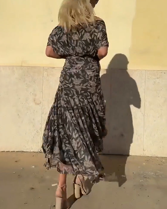 Robe Col En V Épaules Dénudées Tendance