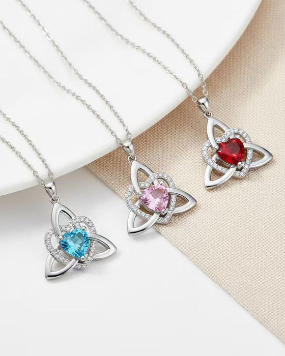 Collier Cœur Nœud Trinitaire Celtique Pierre De Naissance ✨ Pendentif Cœur Nœud Trinitaire Celtique Pierre De Naissance