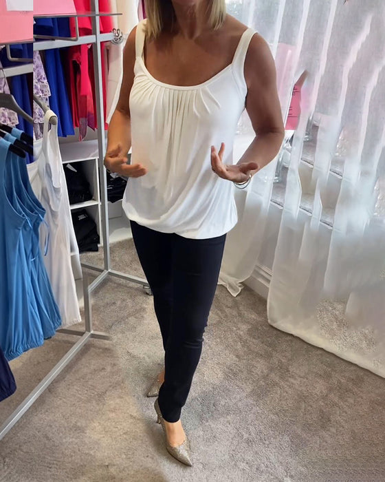 Haut sans manches décontracté uni plissé