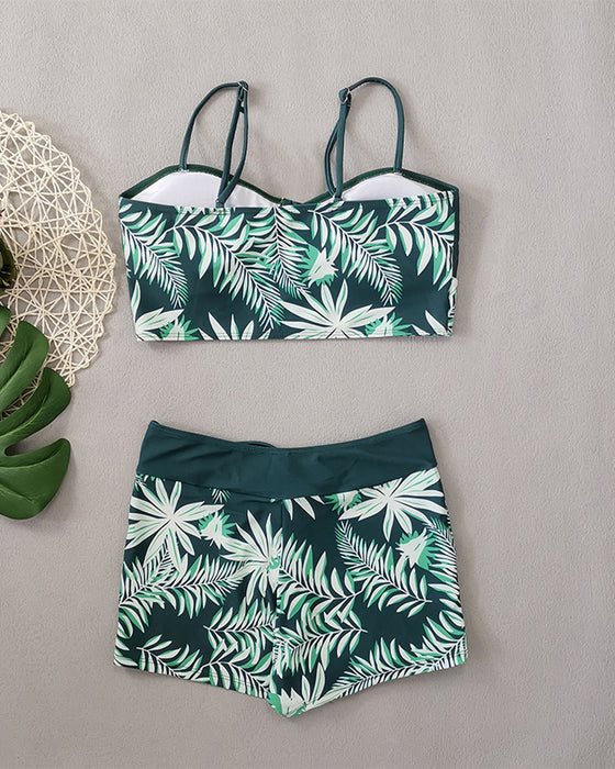 Bikini Haute Taille Boyleg Imprimé