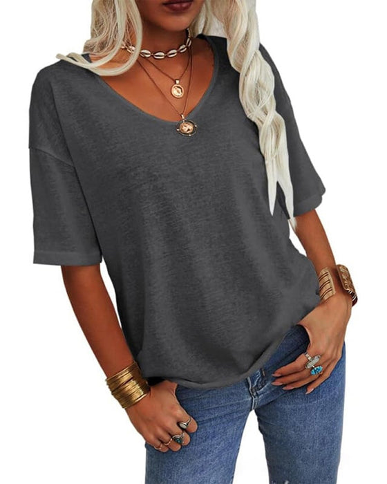 Haut Femme Manches Courtes Col V