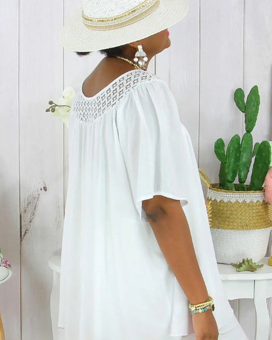 Blouse Unie à Coupe Légère