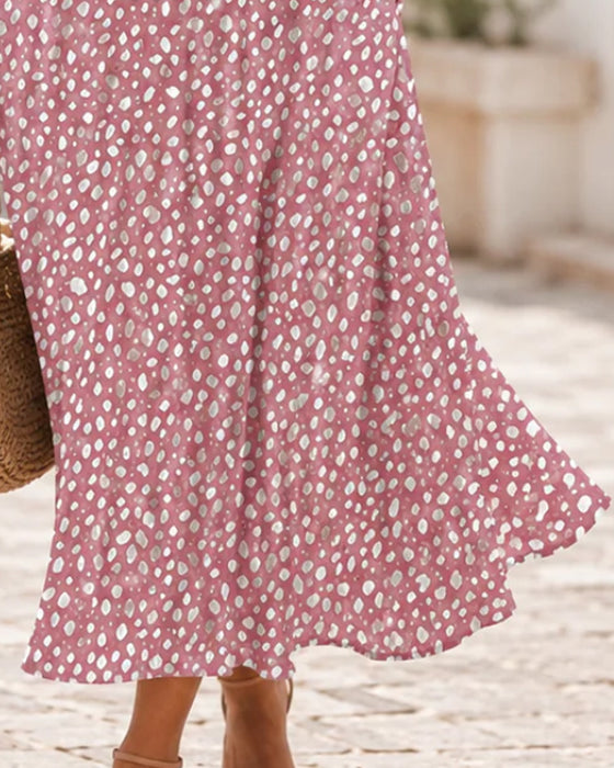 Robe Col En V À Pois Volant Coupe A