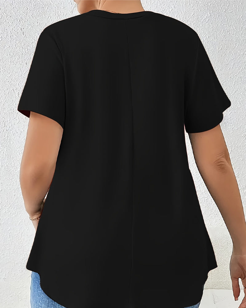 T-Shirt Unie Manches Courtes Bretelle Croisée
